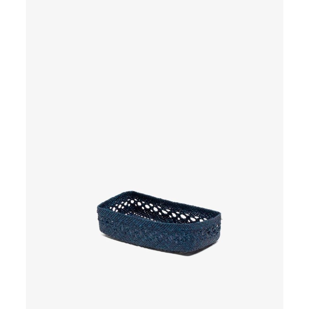 CAJA DE IRACA RECTANGULAR S - MAYA AZUL