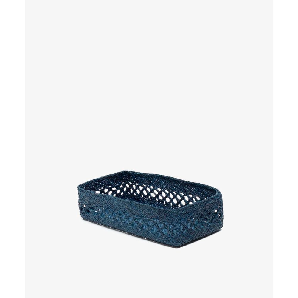 Rectangular Iraca Basket M - MAYA NAVY
