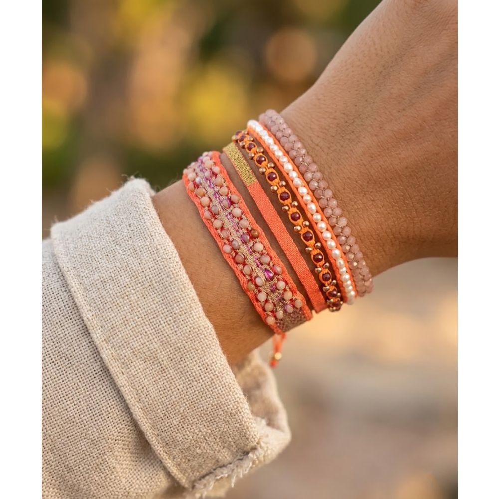 SET PULSERAS - NARANJA Y ROSA