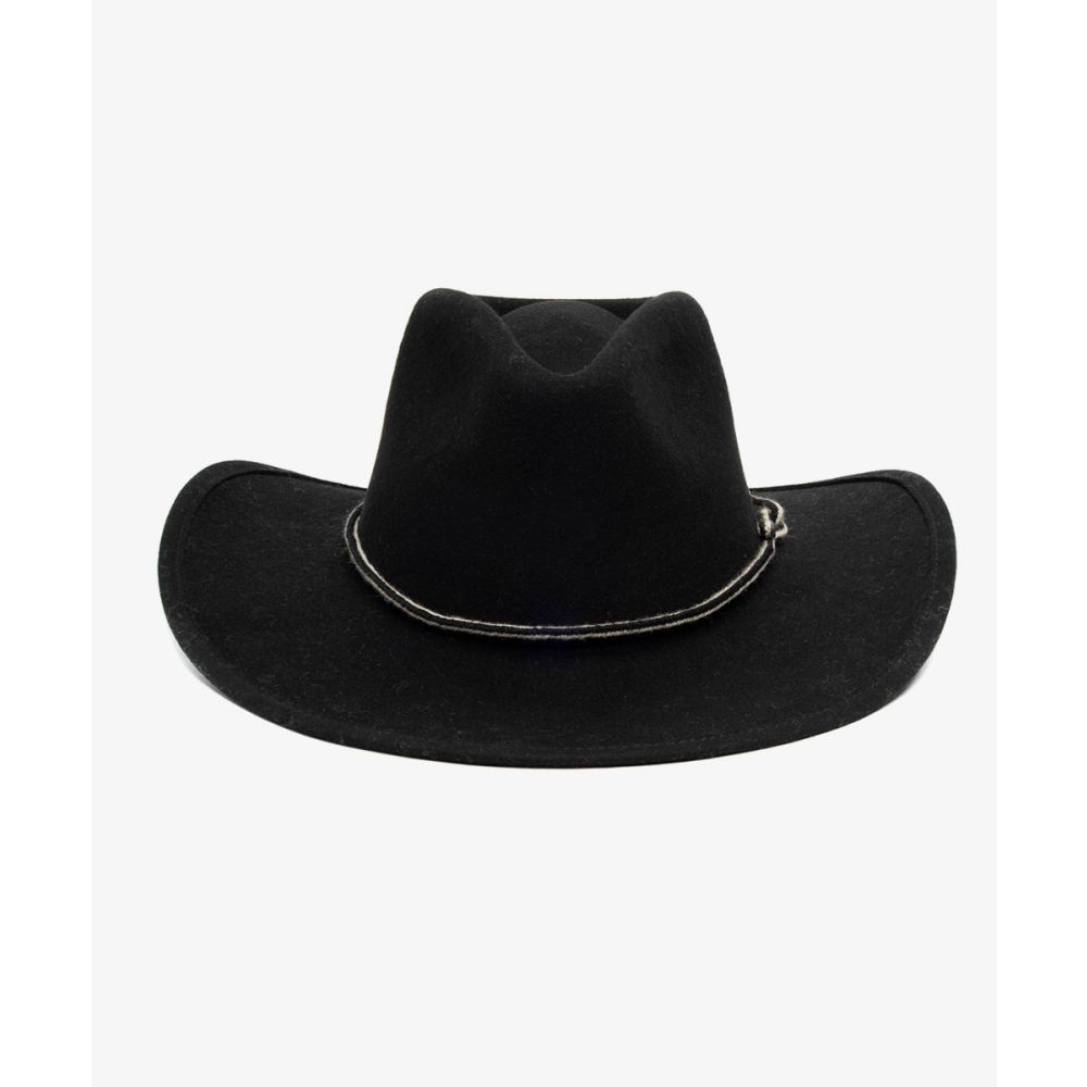 SOMBRERO DE LANA COWBOY XL - NEGRO & CORDÓN NEGRO Y BLANCO