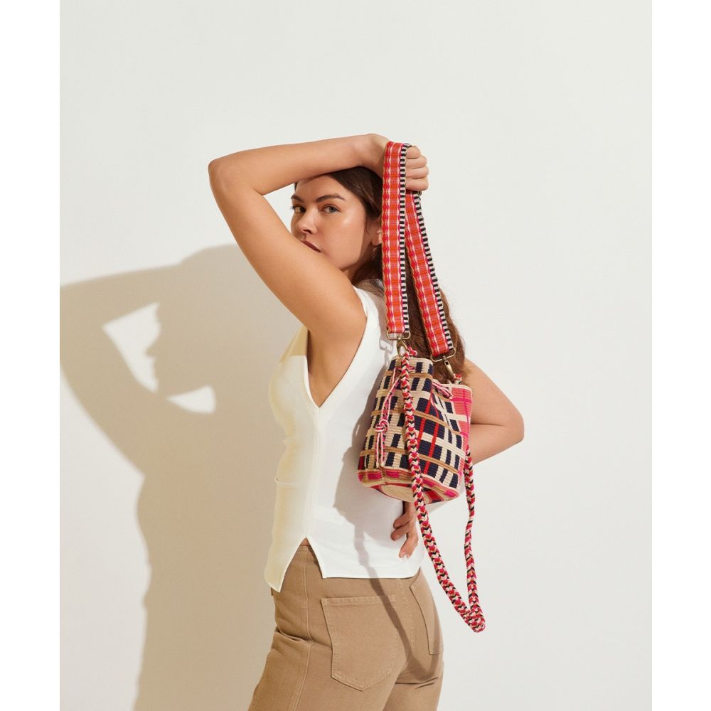 MITRA bag W /LONG ADJUSTABLE STRAP - FALCON - PINK & DARK BLUE
