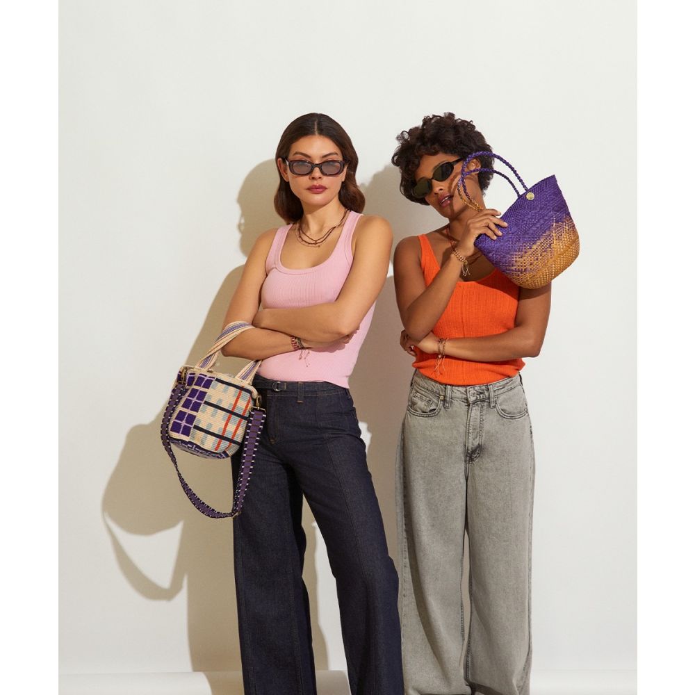 CANASTO BAG XS - PURPLE AND BEIGE