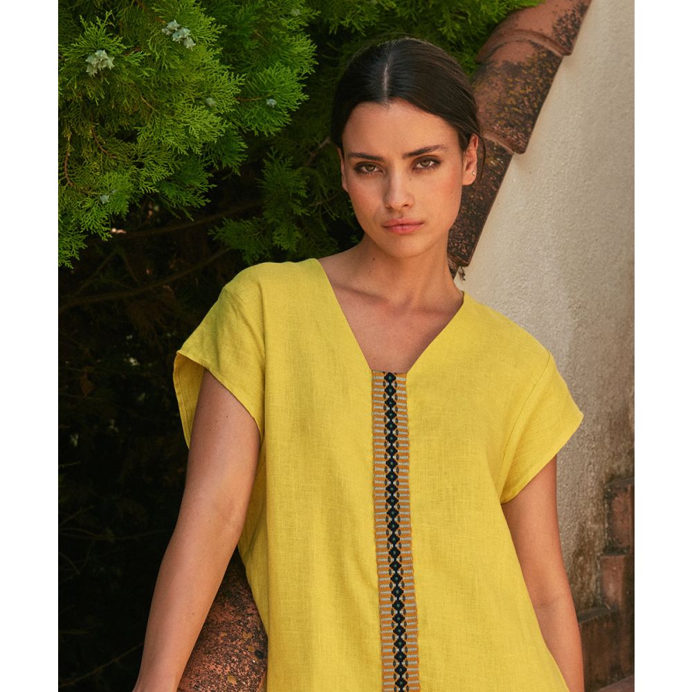 KAFTAN NILO - YELLOW WITH RIBBON