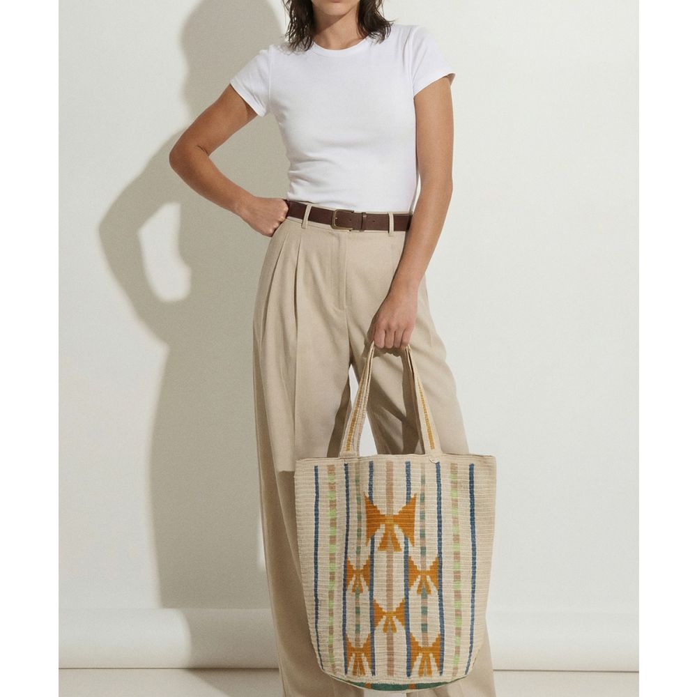 Tote Bag - CIRCINUS - BEIGE & ORANGE