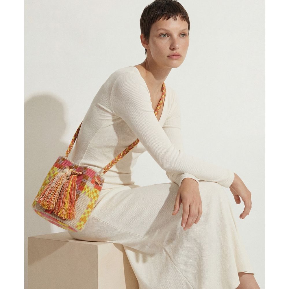 Crossbody Bag M - DELPHINIUS - PINK & YELLOW