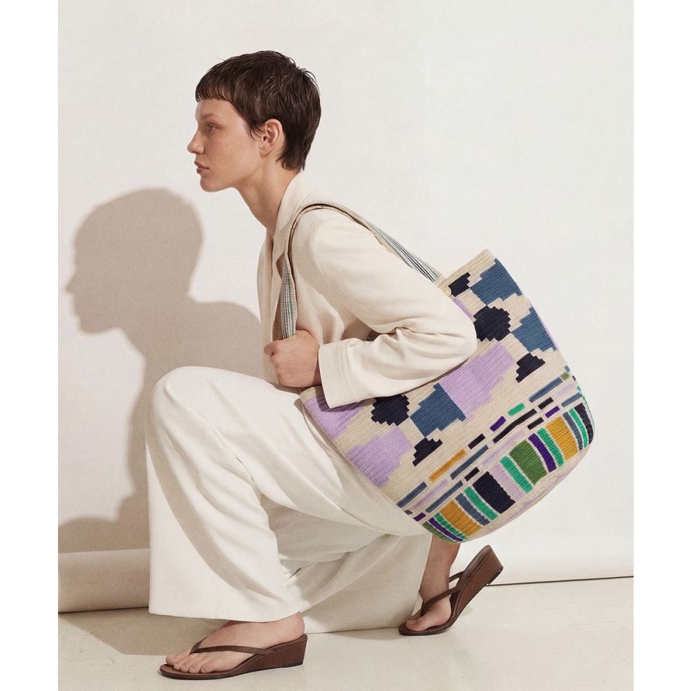 Tote Bag - RIVER - NAVY & LILAC