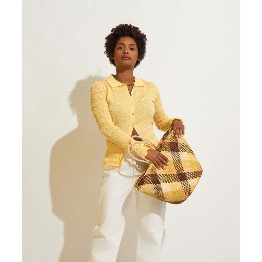 CANASTO M - SQUARES GR- BR - BEIGE - WH