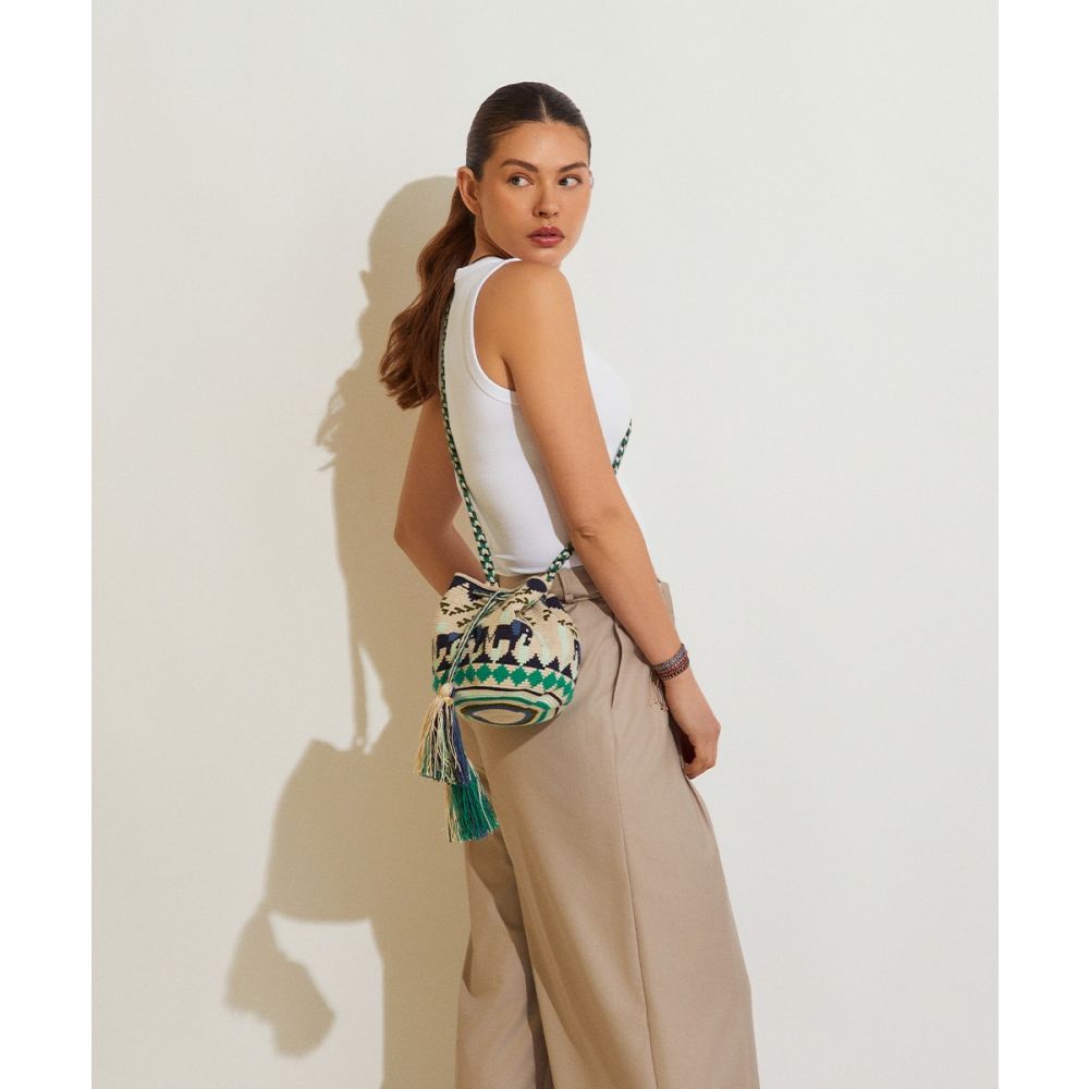 BOLSO CRUZADO M - HAWK - VERDE Y  BEIGE