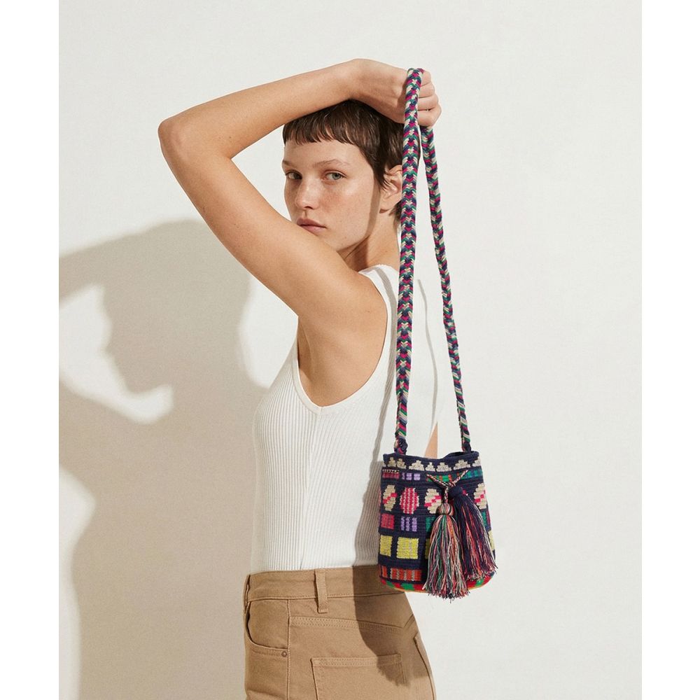 Crossbody Bag M - ARIES - NAVY & MULTICOLOR