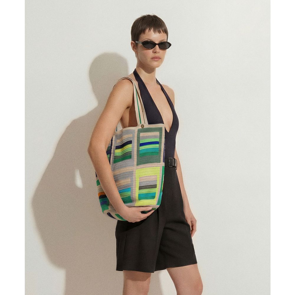 Tote Bag - ORION - BEIGE & GREEN
