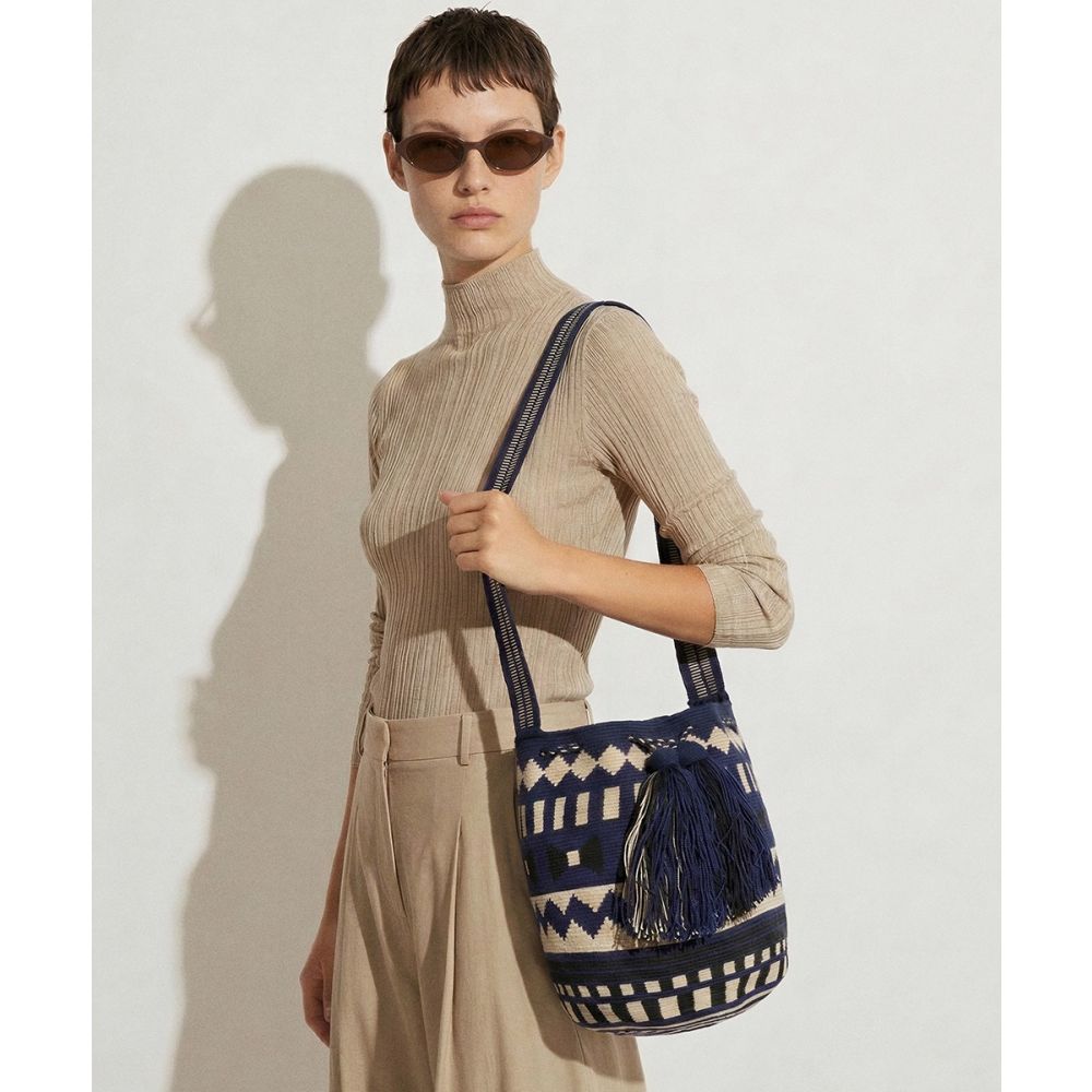 Crossbody Bag L - ARA - NAVY & BEIGE