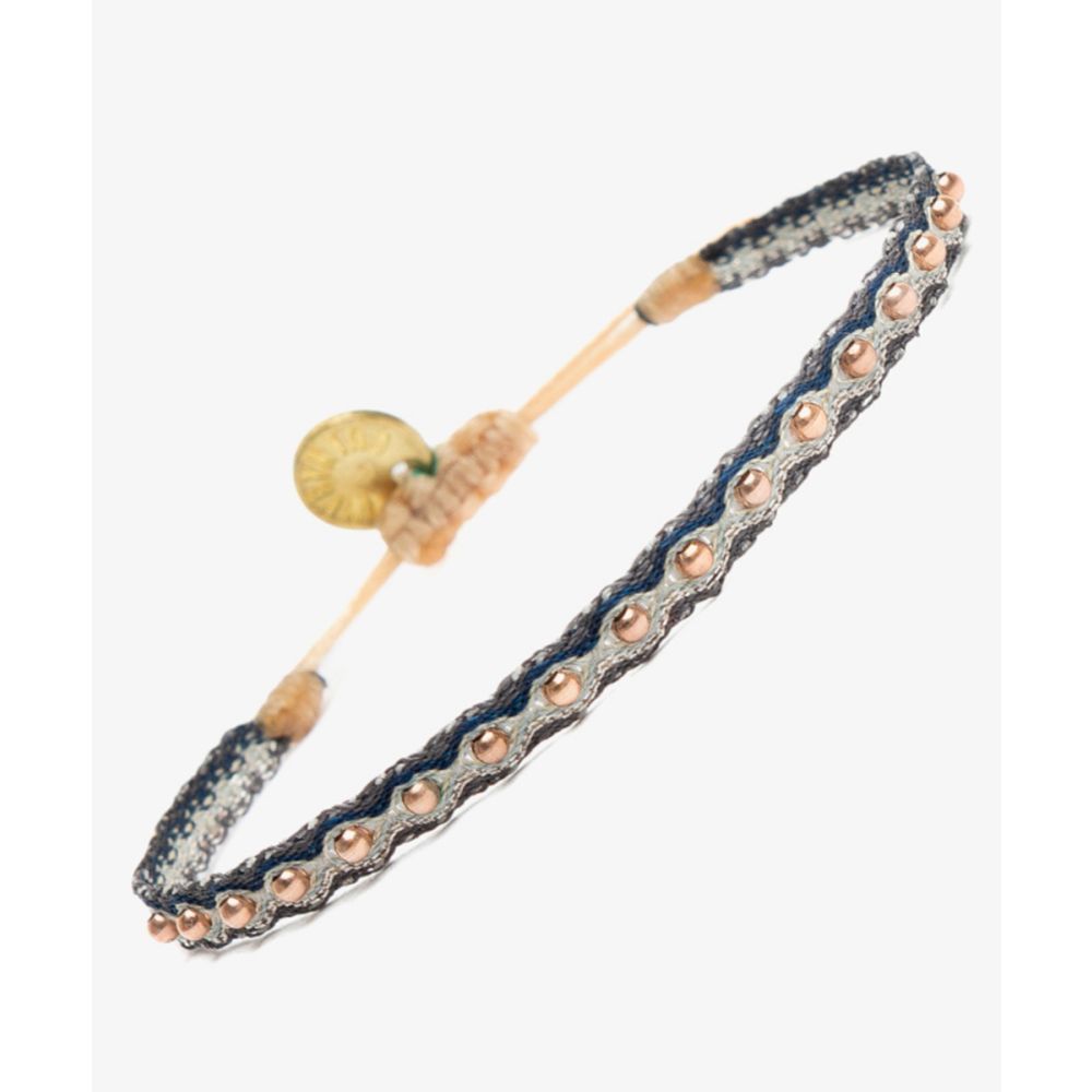 Bracelet Fontana 40 G - BLUE AND GRAY WITH GOLD PLATED BEADS