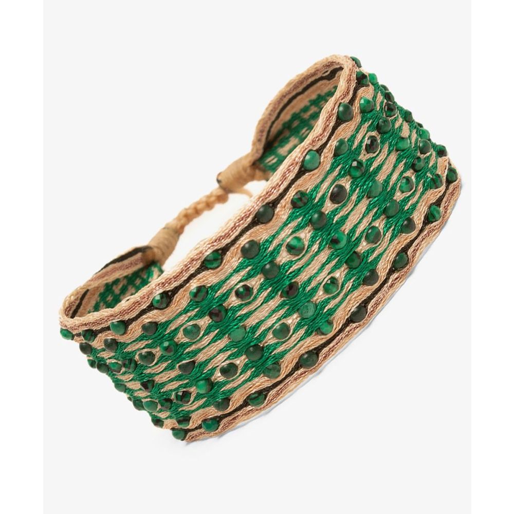 Bracelet 2 cm Special Doble - GREEN WITH MALAQUITE STONE