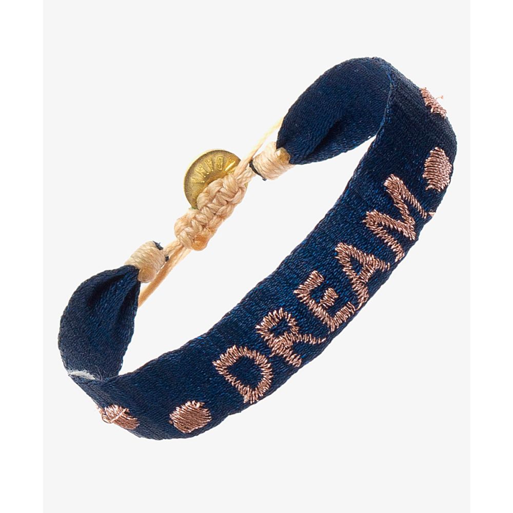EMBROIDERED BRACELET - DREAM - NAVY AND ROSE GOLD