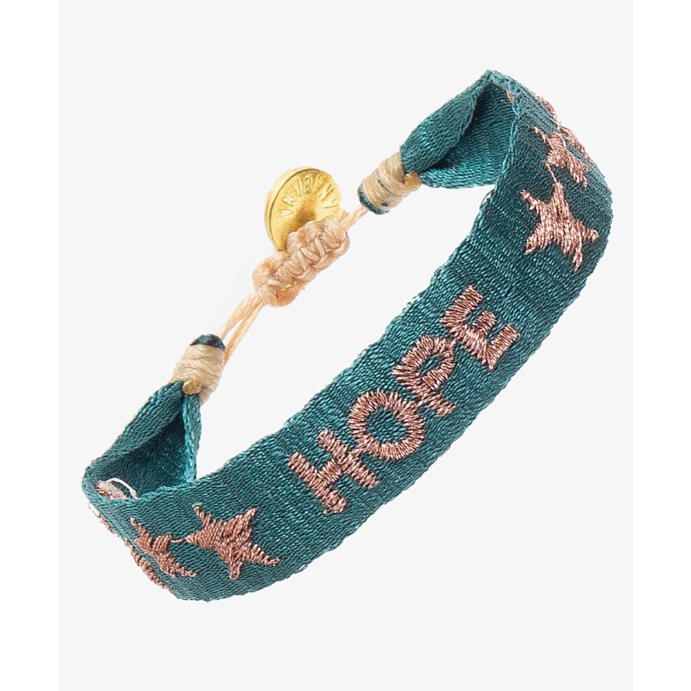 EMBROIDERED BRACELET - HOPE - GREEN JADE & ROSE GOLD