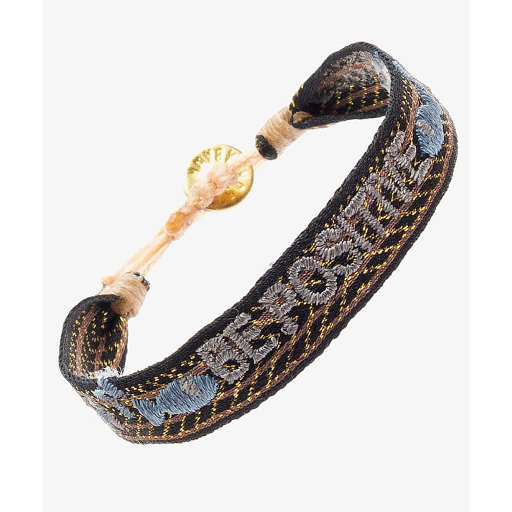EMBROIDERED BRACELET -  BLACK AND GRAY