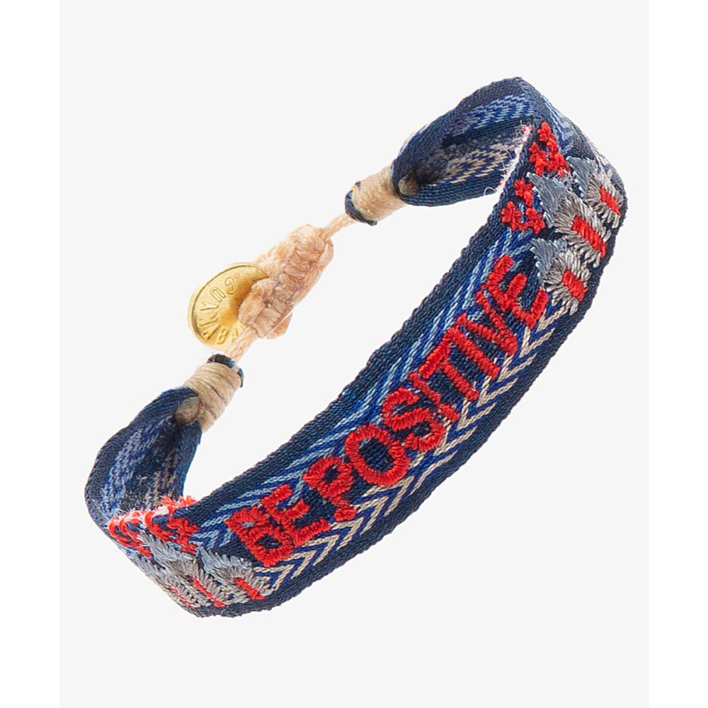 EMBROIDERED BRACELET - BLUE AND RED