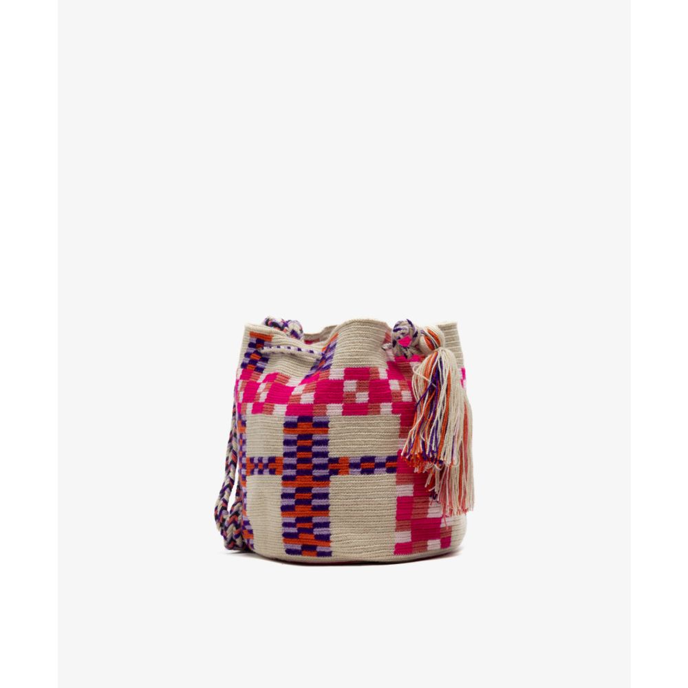 Crossbody Bag M - DELPHINIUS - BEIGE & FUCHSIA