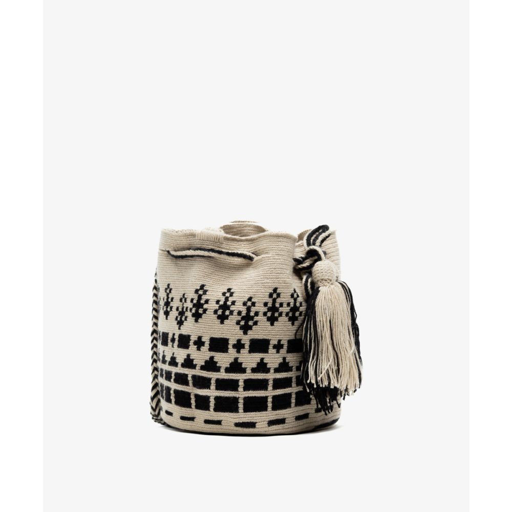 BOLSO CRUZADO M - DRAGON - BEIGE Y NEGRO