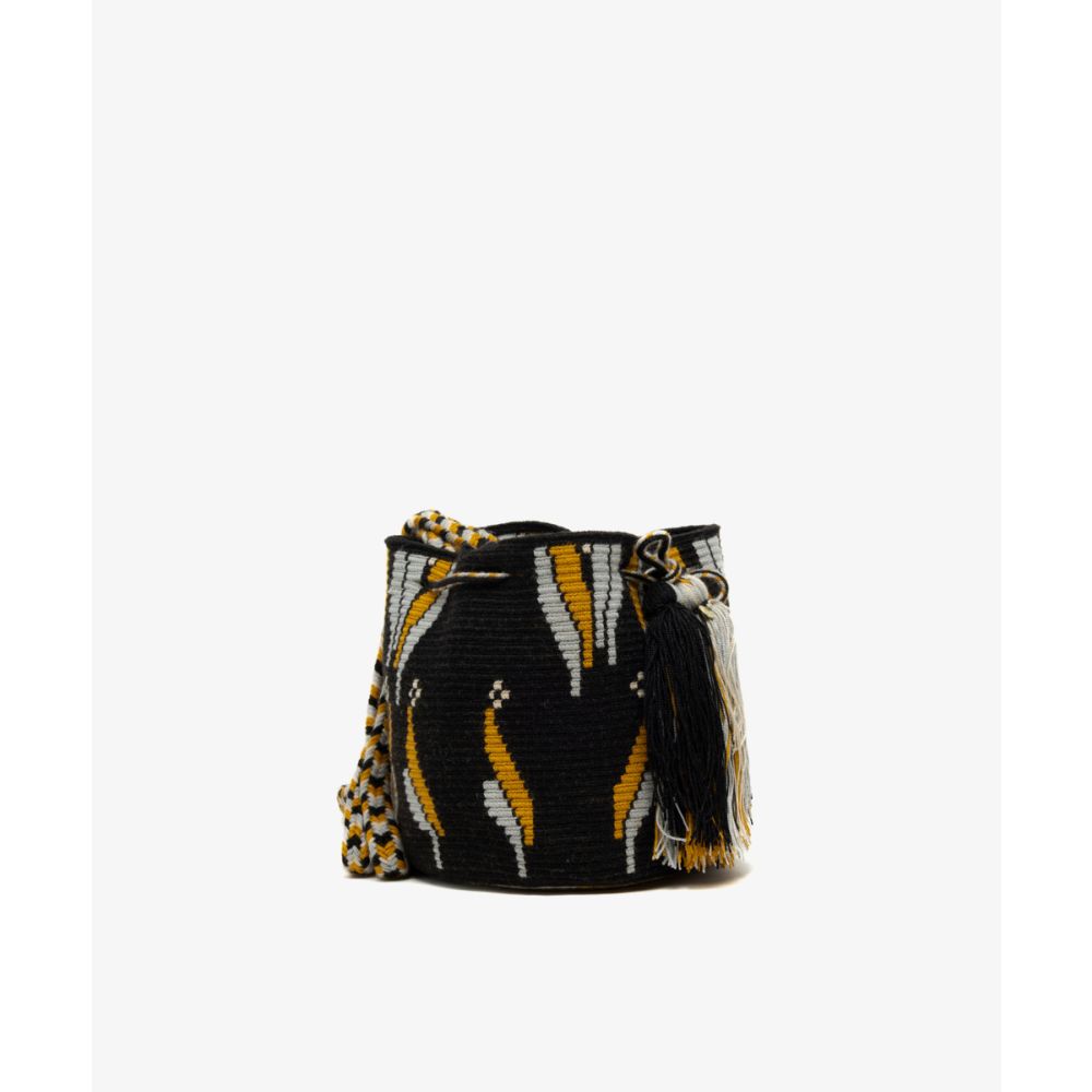 Crossbody Bag M - ELODIE - BLACK & MUSTARD
