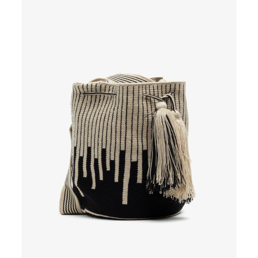 Crossbody Bag L -  LYRA - BLACK & BEIGE