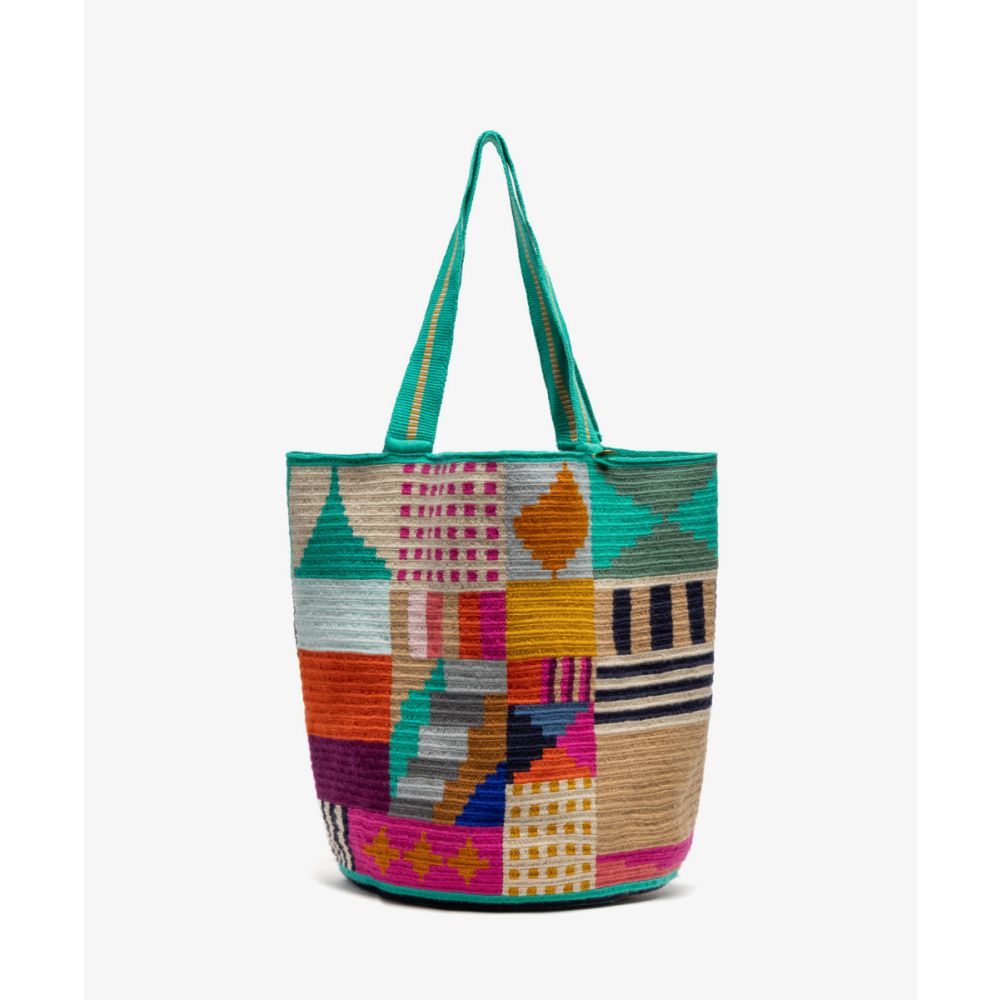 Bolso Tote - LION - TURQUESA Y MULTICOLOR
