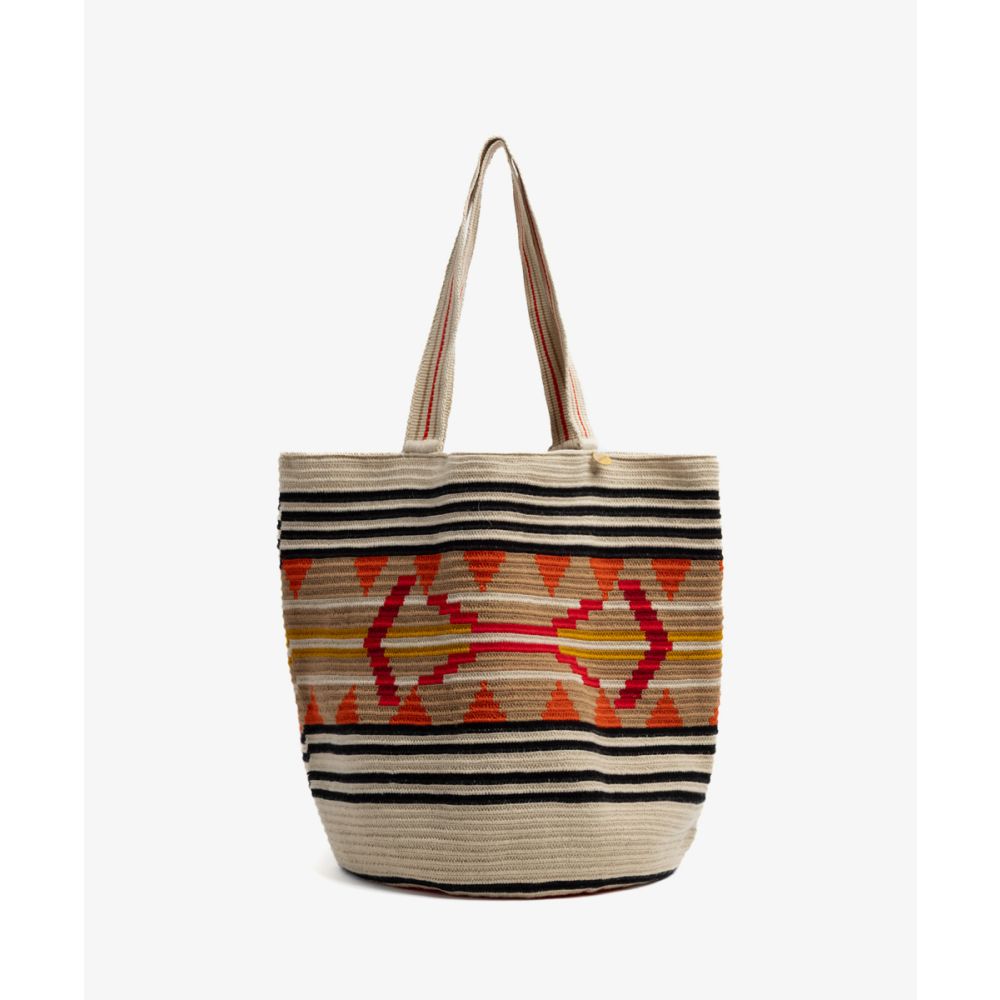 Bolso Tote - EASEL - TOSTADO Y ROJO