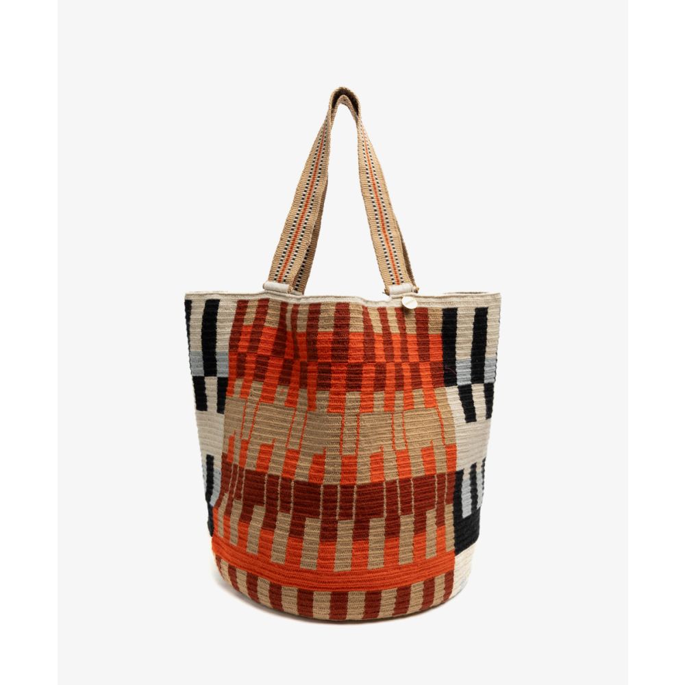 Bolso Tote - AURIGA- TOSTADO Y NARANJA