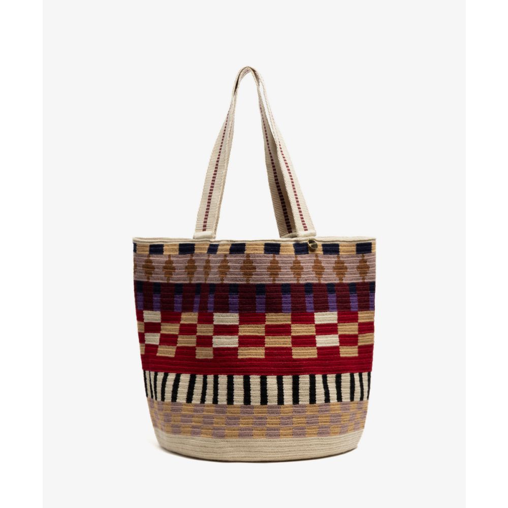 Bolso Tote -POSEIDON- TOSTADO Y GRANATE