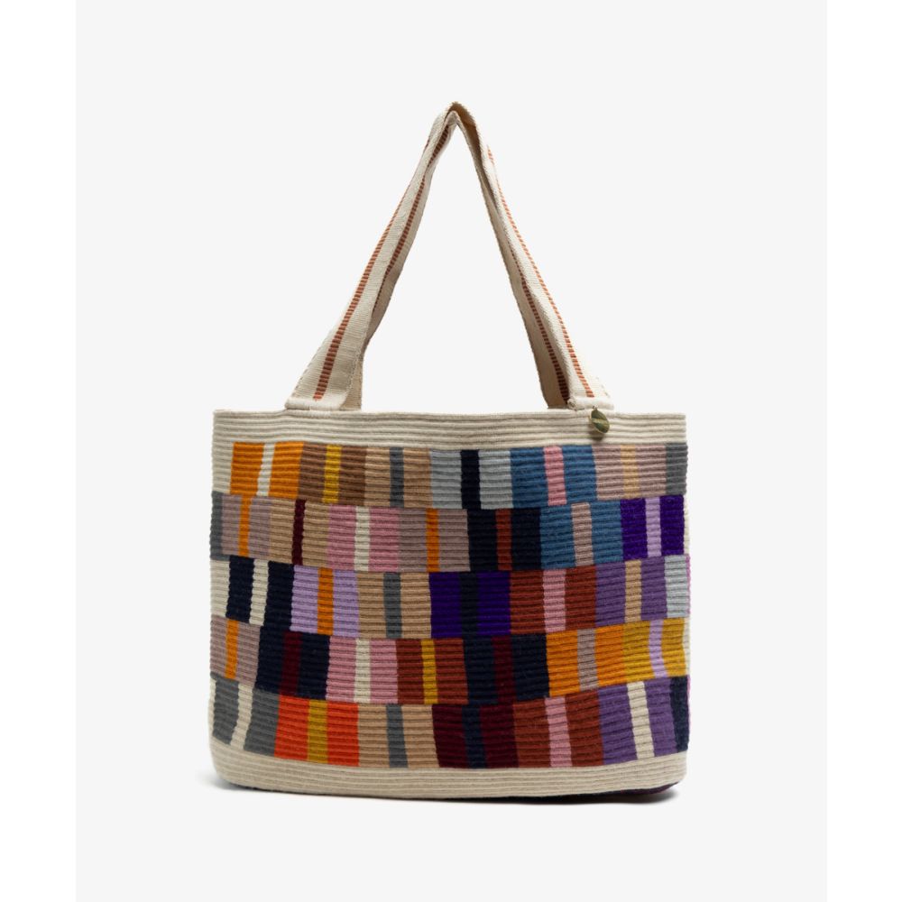Shopping Bag L - OCTANT - PURPLE & BEIGE