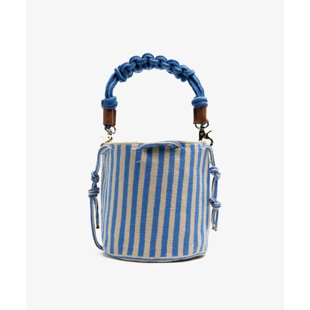 MITRA bag W/ MACRAME STRAP - LILY - BLUE & WHITE