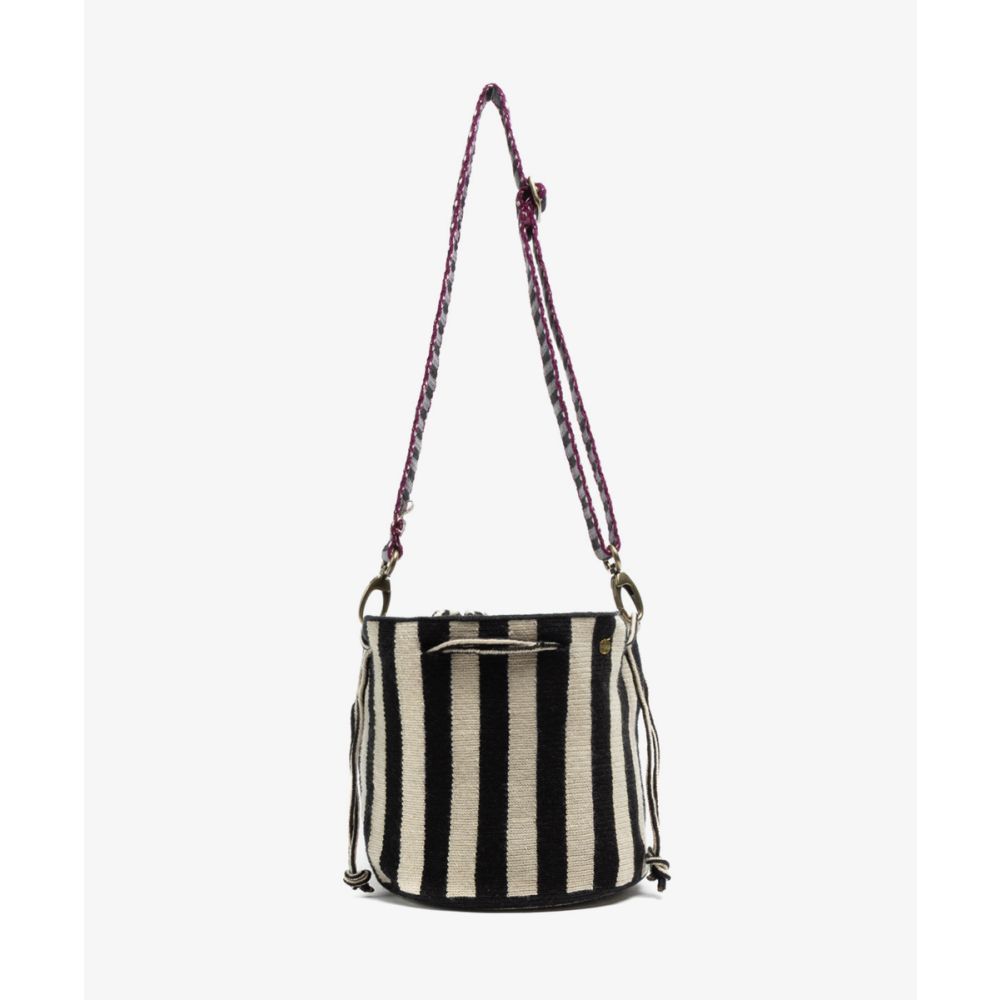 MITRA bag W /LONG ADJUSTABLE STRAP - LILY - BLACK & WHITE