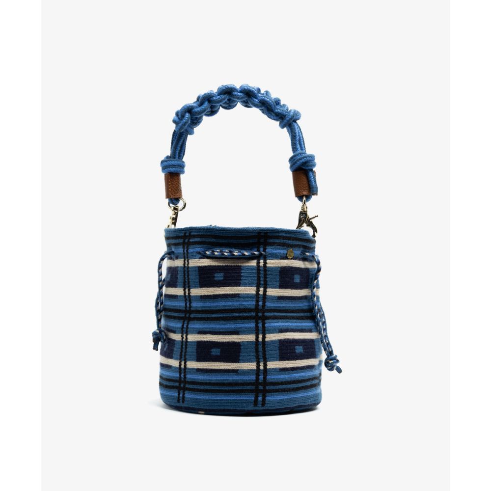 MITRA bag W/ MACRAME STRAP - VIOLET - NAVY BLUE & BLACK