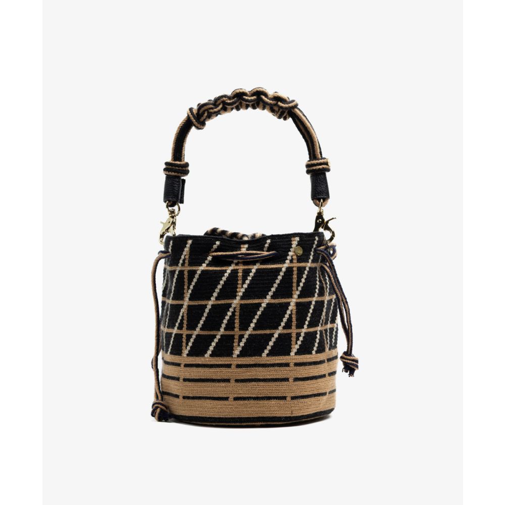 MITRA bag W/ MACRAME STRAP - WISTERIA - BLACK & CAMEL