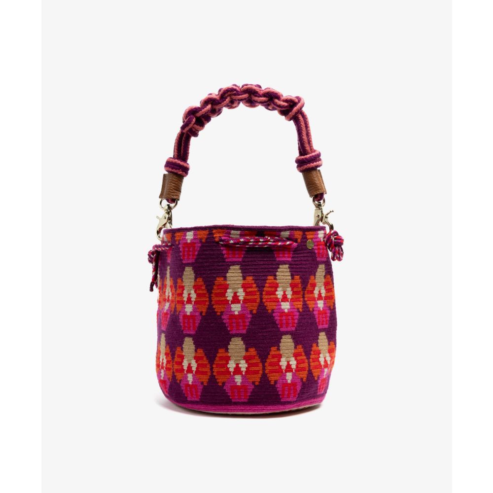 MITRA bag W/ MACRAME STRAP - IRIS - PINK & BEIGE