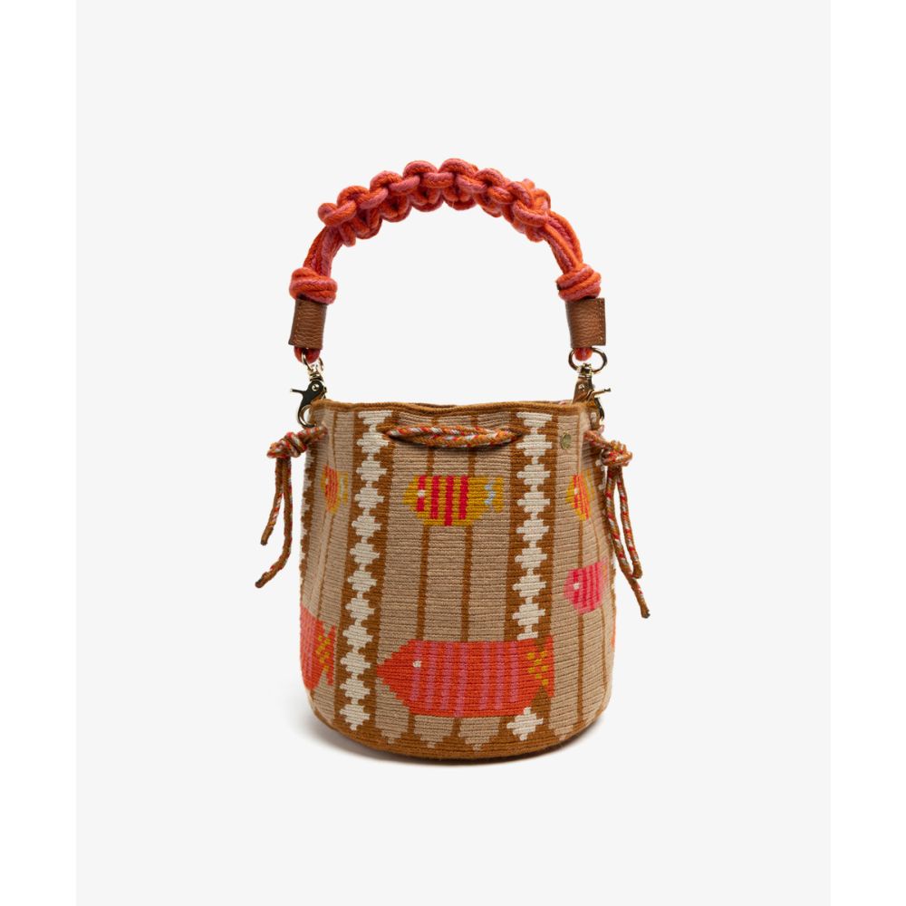 MITRA bag W/ MACRAME STRAP - CEPHEUS - CAMEL & PINK