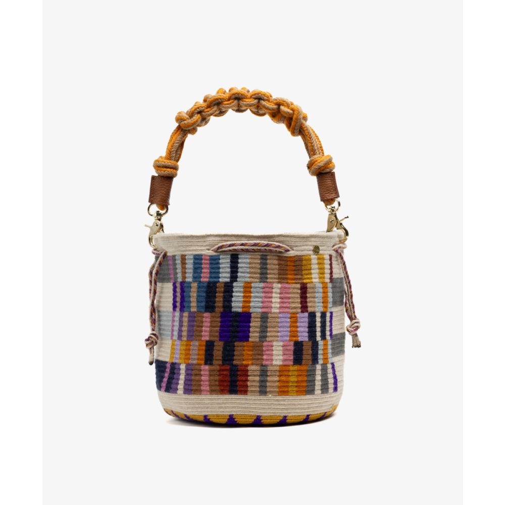 MITRA bag W/ MACRAME STRAP - OCTANT - PURPLE & BEIGE