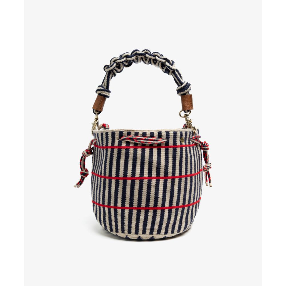 MITRA bag W/ MACRAME STRAP -PEACOCK - BEIGE & NAVY