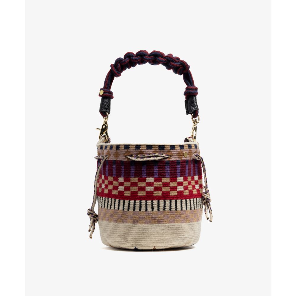 MITRA bag W/ MACRAME STRAP - POSEIDON- TOAST & BURGUNDY