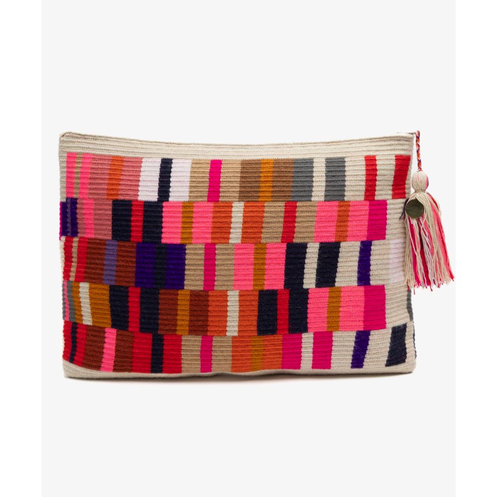 Large Clutch Bag -  OCTANT - PINK & BEIGE