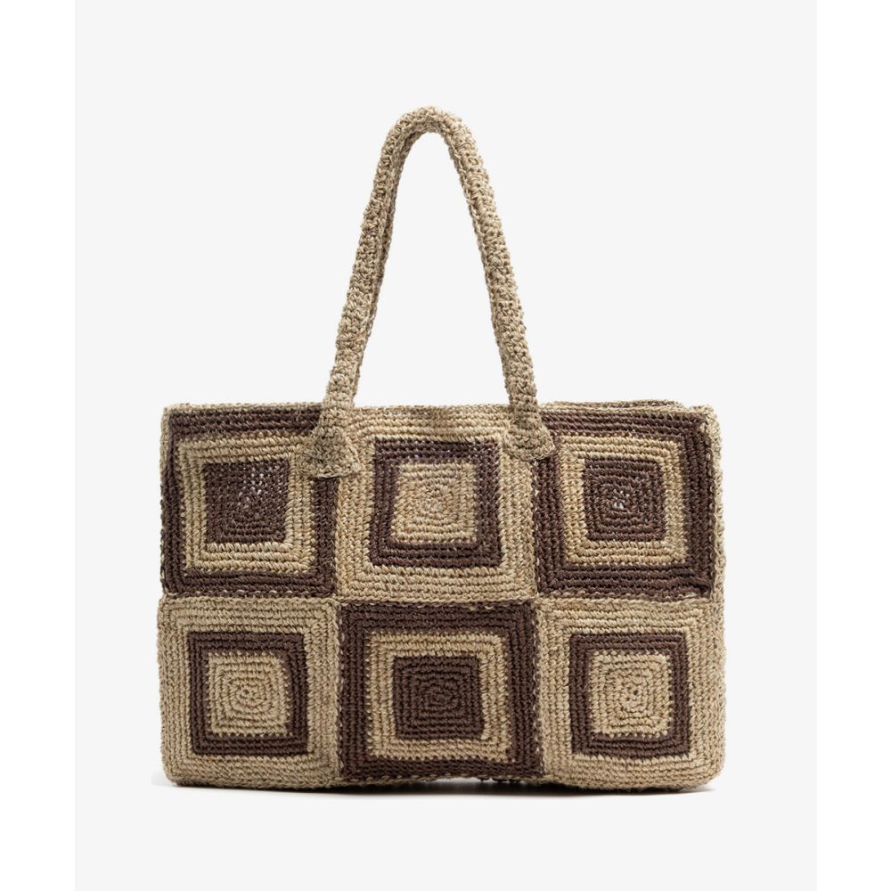 FIQUE BAG RECTANGULAR WITH SQUARE BROWN
