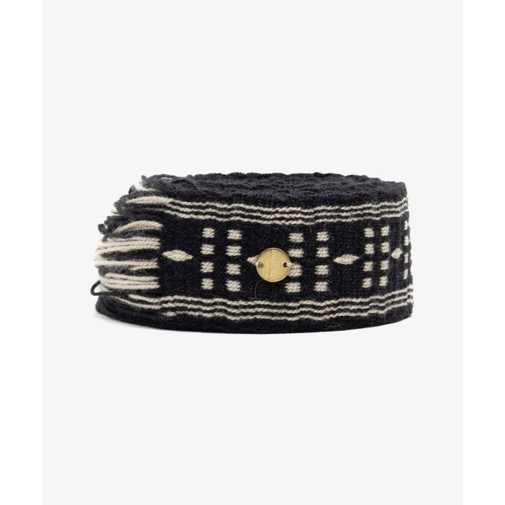 Belt with fringes - BLACK AND WHITE