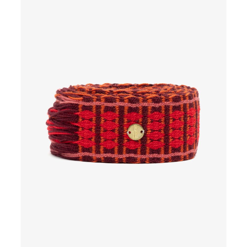 Belt with fringes - RED AND BURGUNDY