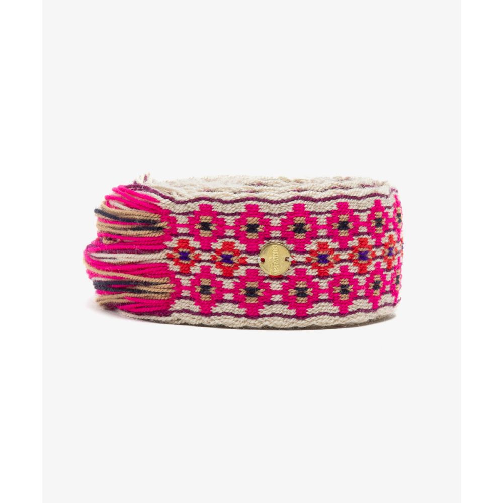 Belt with fringes Soja - FUCHSIA AND WHITE
