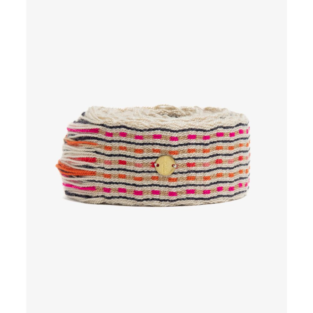 Belt with fringes - WHITE AND FUCHSIA