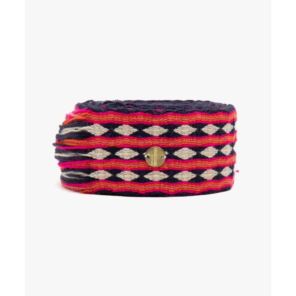 Belt with fringes - CORAL AND NAVY BLUE