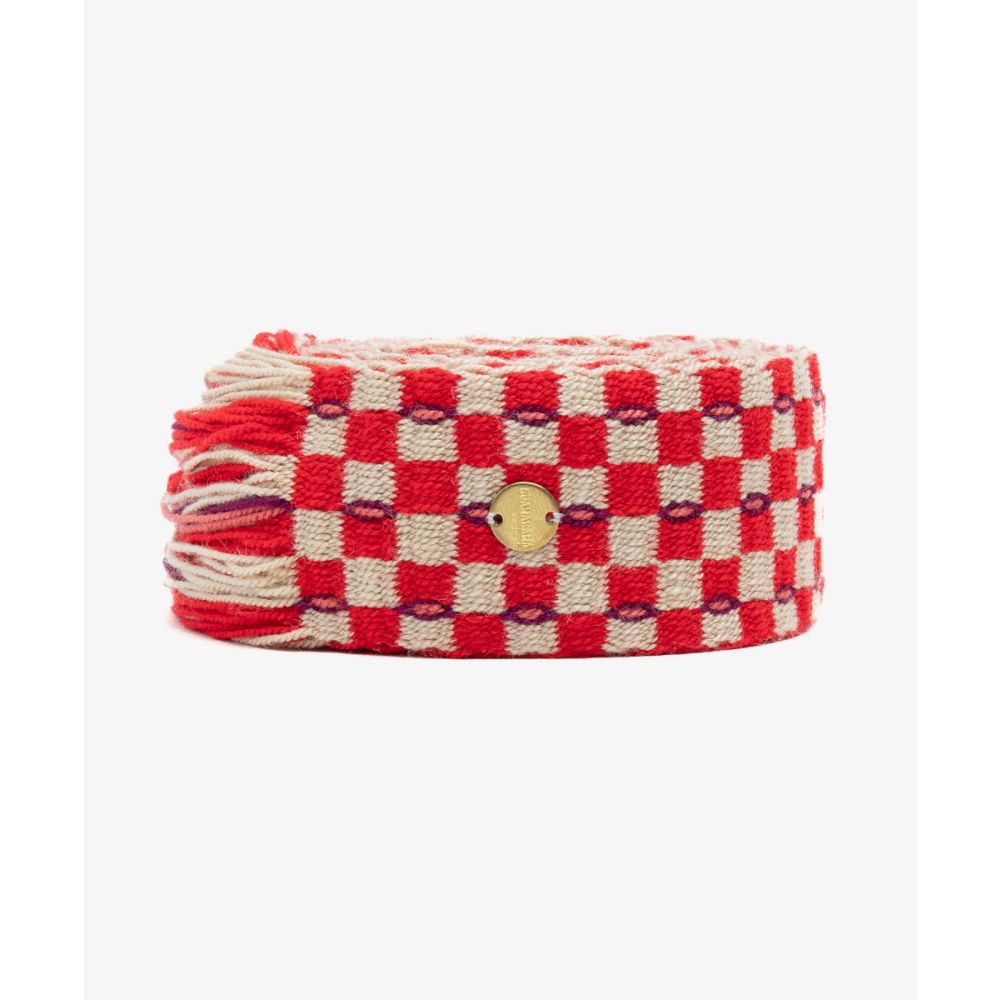 Belt with fringes - RED AND WHITE