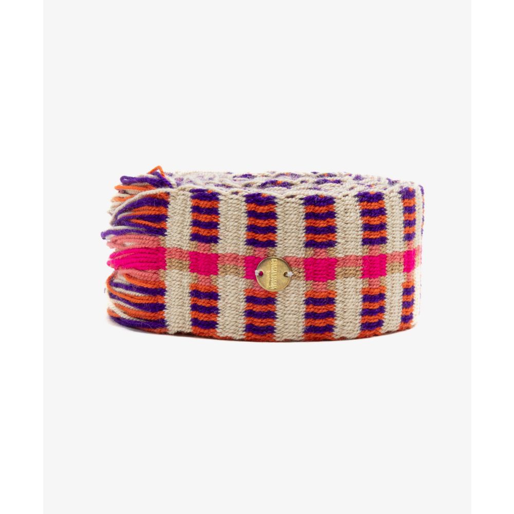 Belt with fringes - BEIGE AND PINK