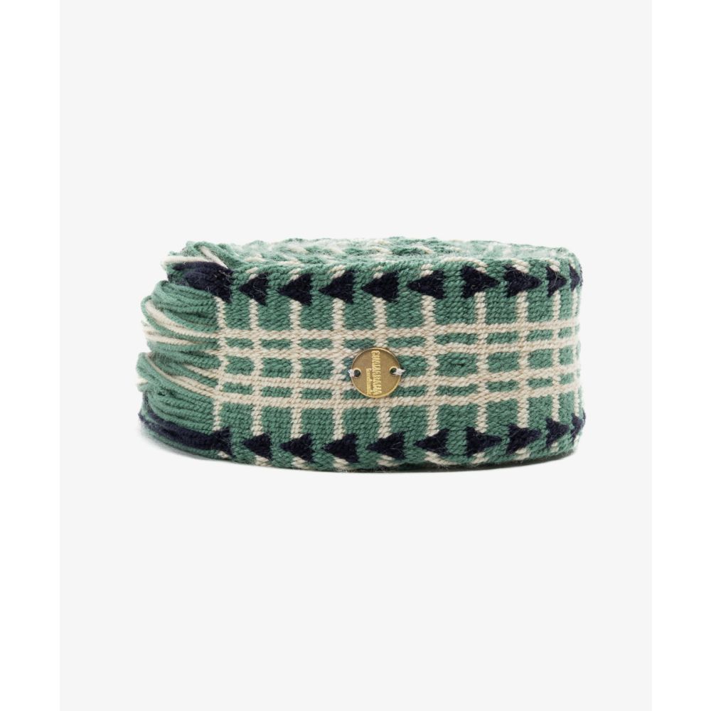 Belt with fringes - GREEN & WHITE