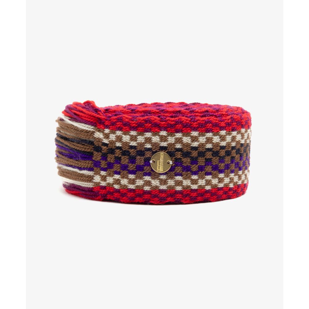 Belt with fringes - BROWN & FUCHSIA